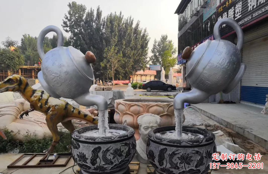 湖南不锈钢茶壶喷泉雕塑
