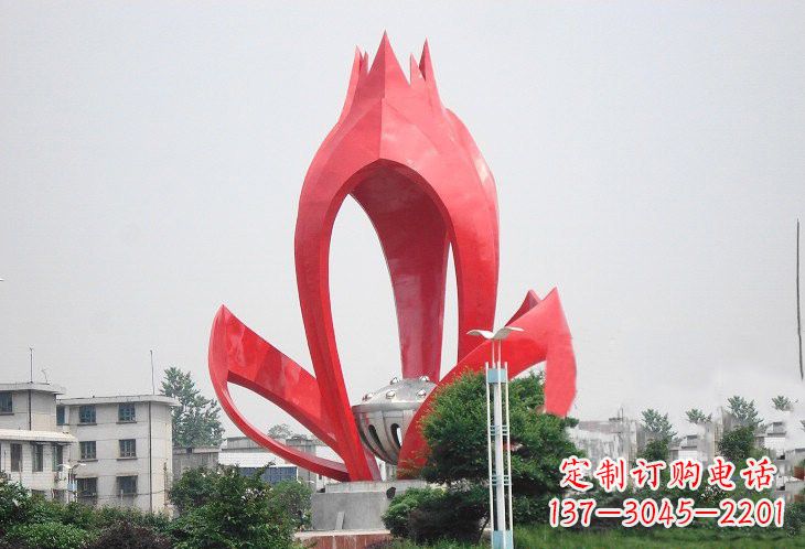 湖南不锈钢城市抽象莲花和莲蓬雕塑