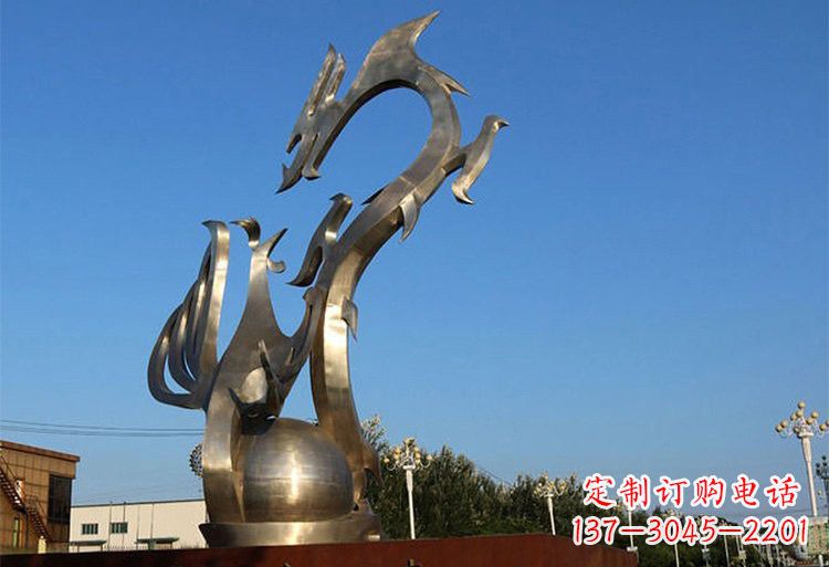 湖南不锈钢城市抽象龙凤雕塑