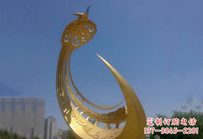 湖南不锈钢城市大型抽象创意凤凰雕塑