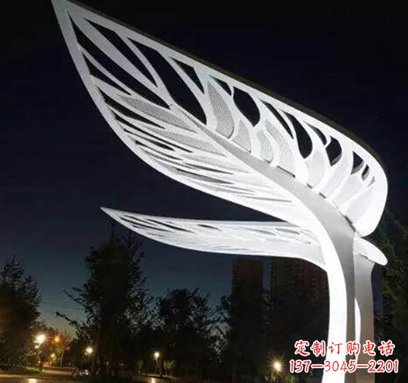 湖南不锈钢城市景观树叶雕塑