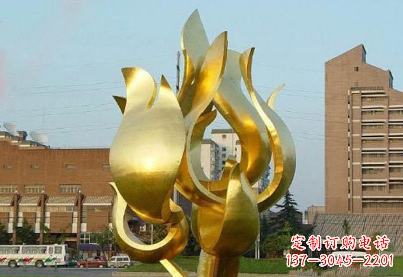 湖南不锈钢城市喷漆抽象荷花雕塑