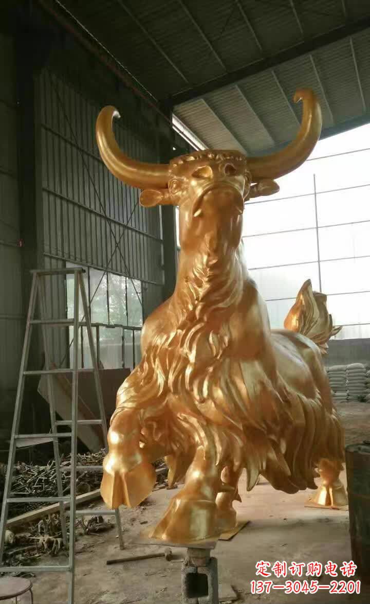 湖南不锈钢城市钛金牦牛雕塑