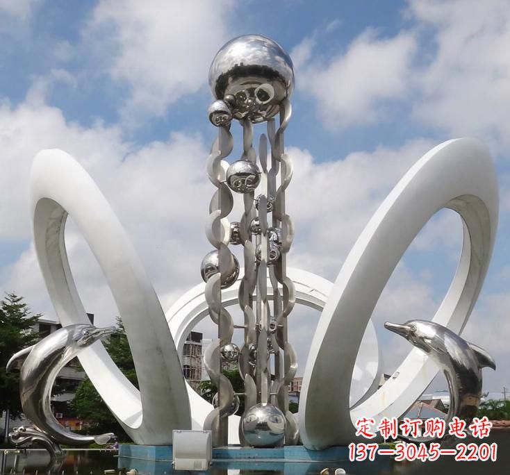 湖南不锈钢城市艺术海豚雕塑