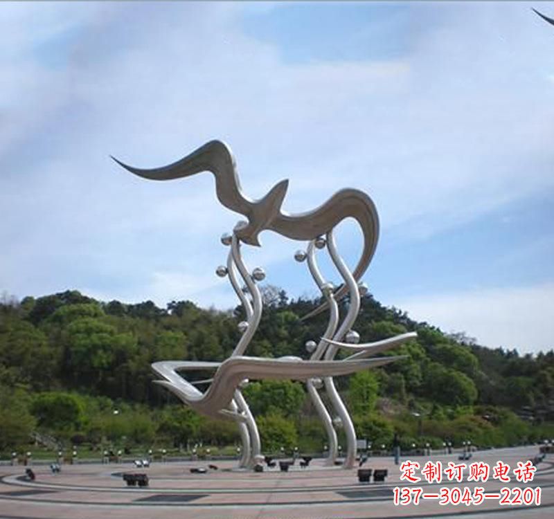 湖南不锈钢城市圆环大雁雕塑
