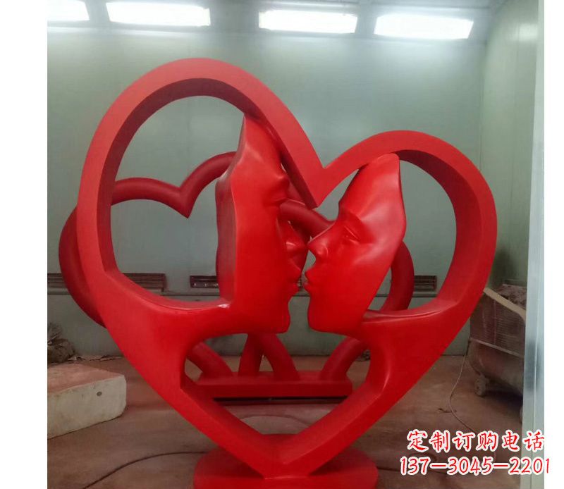湖南不锈钢抽象爱心造型情侣雕塑