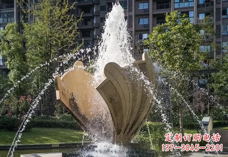 湖南不锈钢抽象贝壳喷泉雕塑