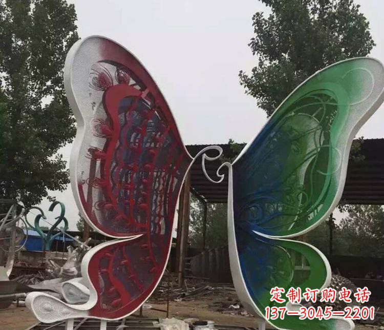 湖南不锈钢抽象彩色蝴蝶公园动物雕塑