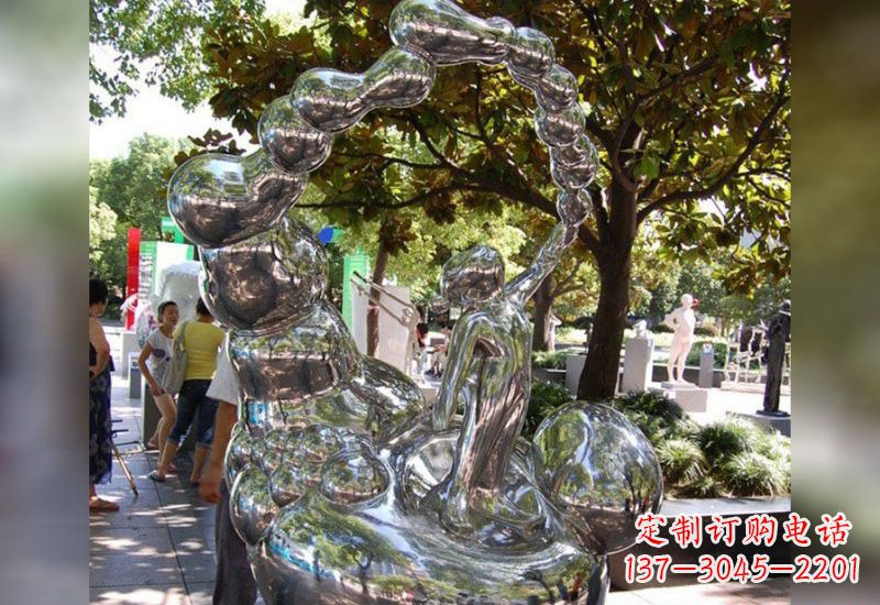 湖南不锈钢抽象吹泡泡的儿童雕塑