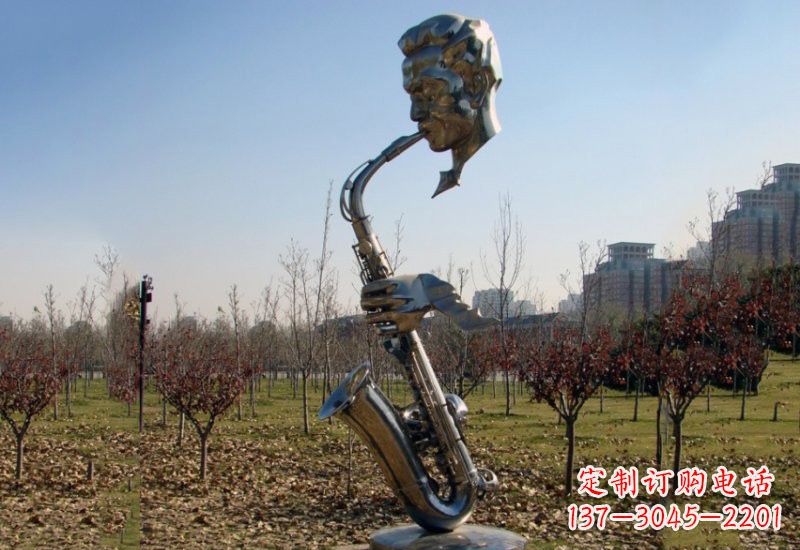 湖南不锈钢抽象吹萨克斯人物雕塑