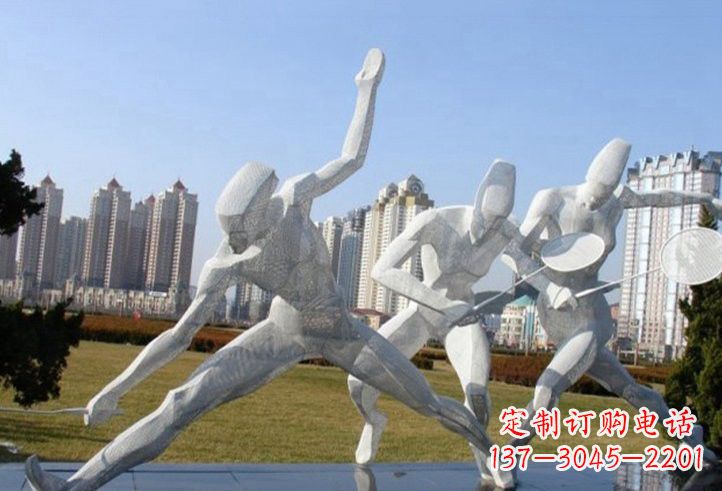 湖南不锈钢抽象打羽毛球人物雕塑