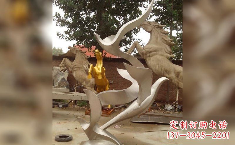湖南不锈钢抽象大雁鸽子雕塑 (2)