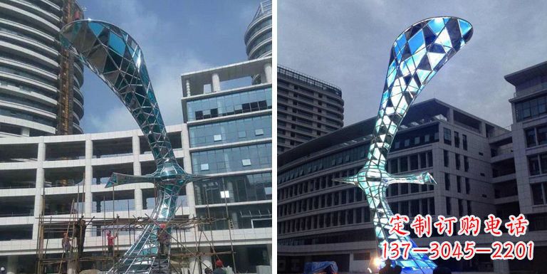 湖南不锈钢抽象大雁景观雕塑