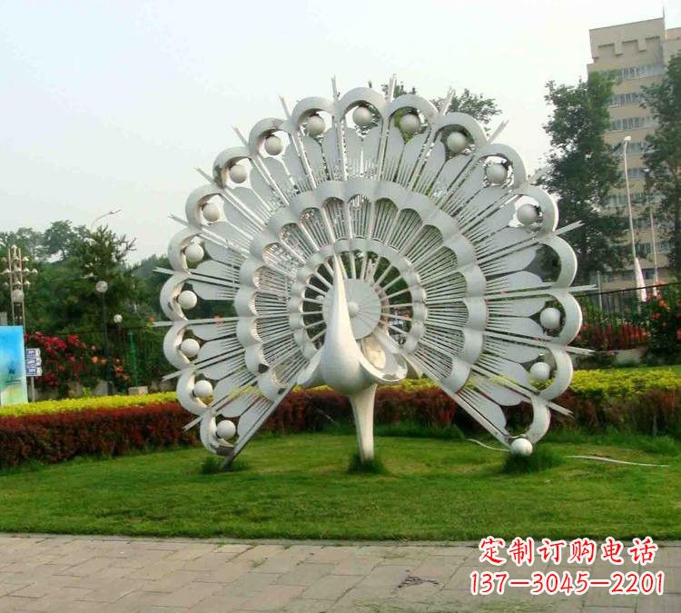 湖南不锈钢抽象动物孔雀雕塑