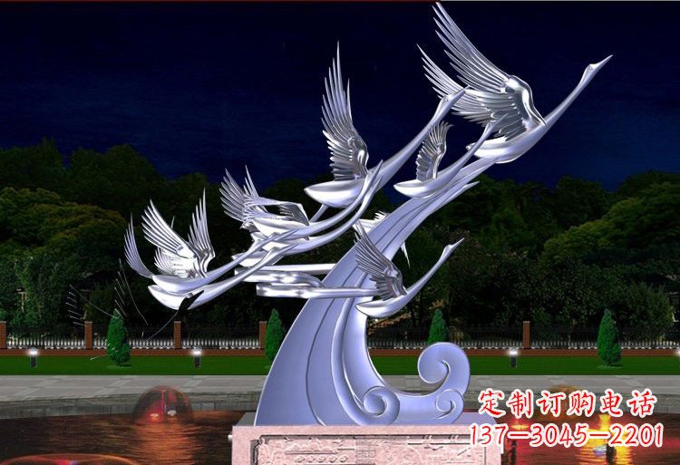 湖南不锈钢抽象飞翔的天鹅设计图