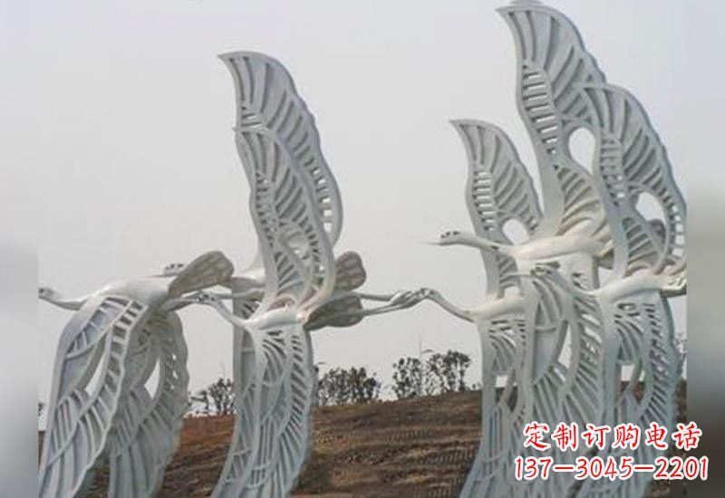 湖南不锈钢抽象飞翔的仙鹤雕塑