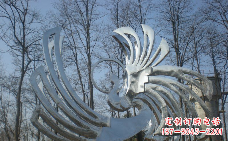 湖南不锈钢抽象凤凰雕塑 (4)