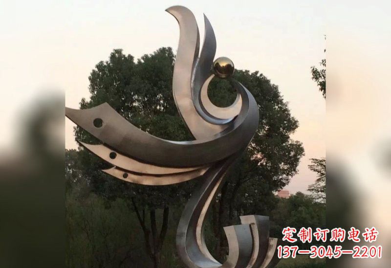 湖南不锈钢抽象凤凰雕塑2