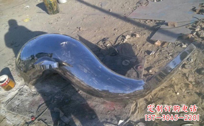 湖南不锈钢抽象海豚动物雕塑 (2)