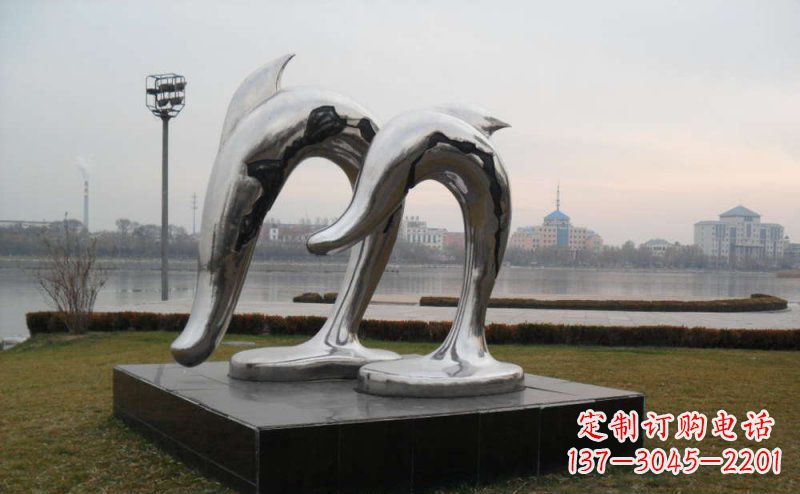湖南不锈钢抽象海豚动物雕塑