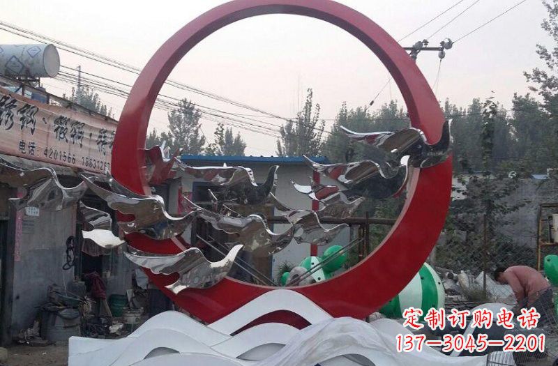 湖南不锈钢抽象和平鸽和谐雕塑