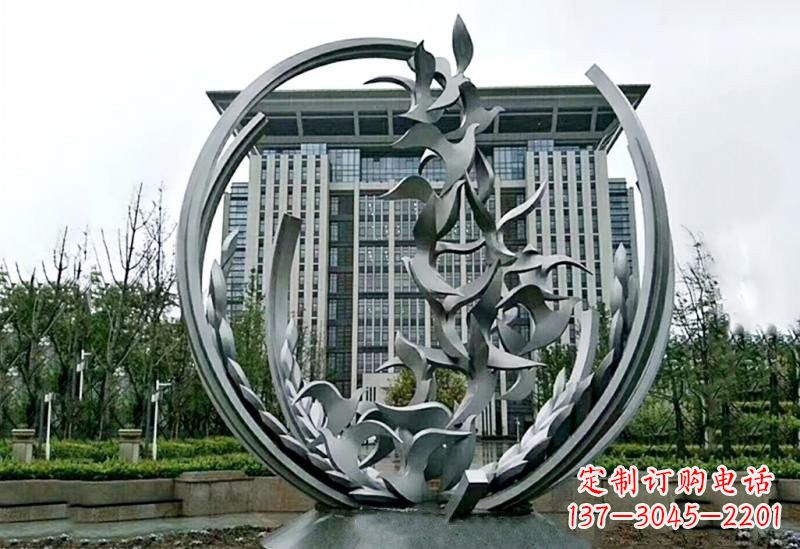 湖南不锈钢抽象和平鸽橄榄枝雕塑
