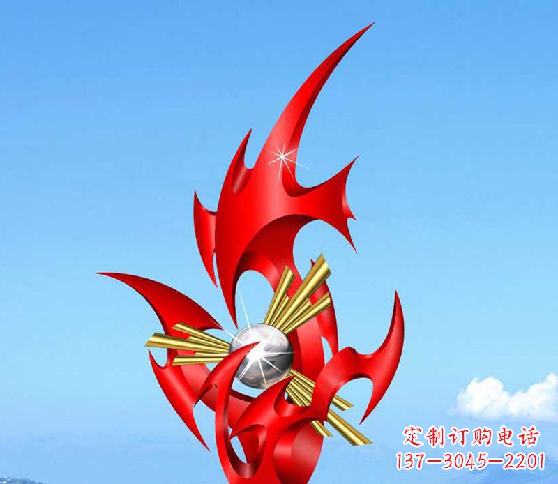 湖南不锈钢抽象火苗雕塑 (2)