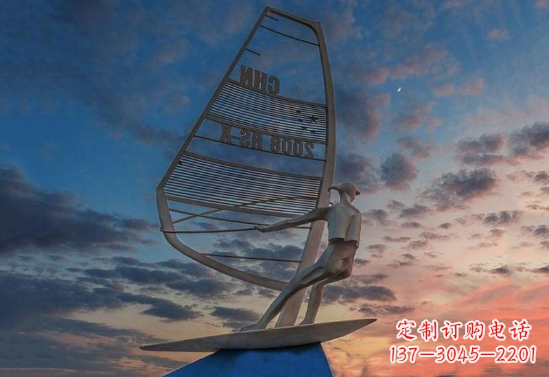 湖南不锈钢抽象驾驶帆船人物雕塑