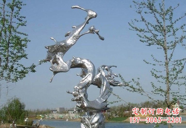湖南不锈钢抽象蛟龙出海雕塑