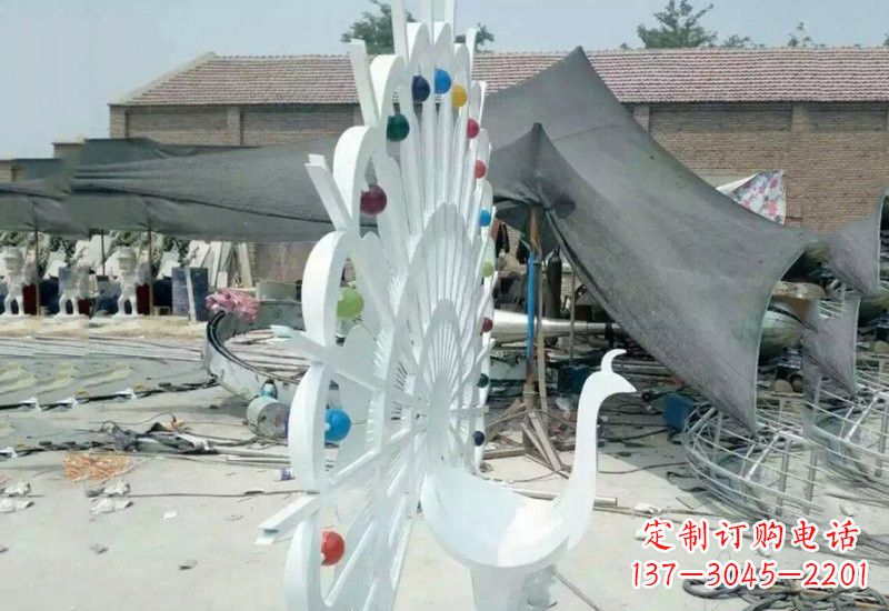 湖南不锈钢抽象孔雀雕塑 (3)