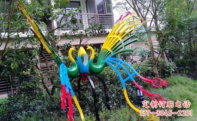 湖南不锈钢抽象孔雀雕塑 (4)