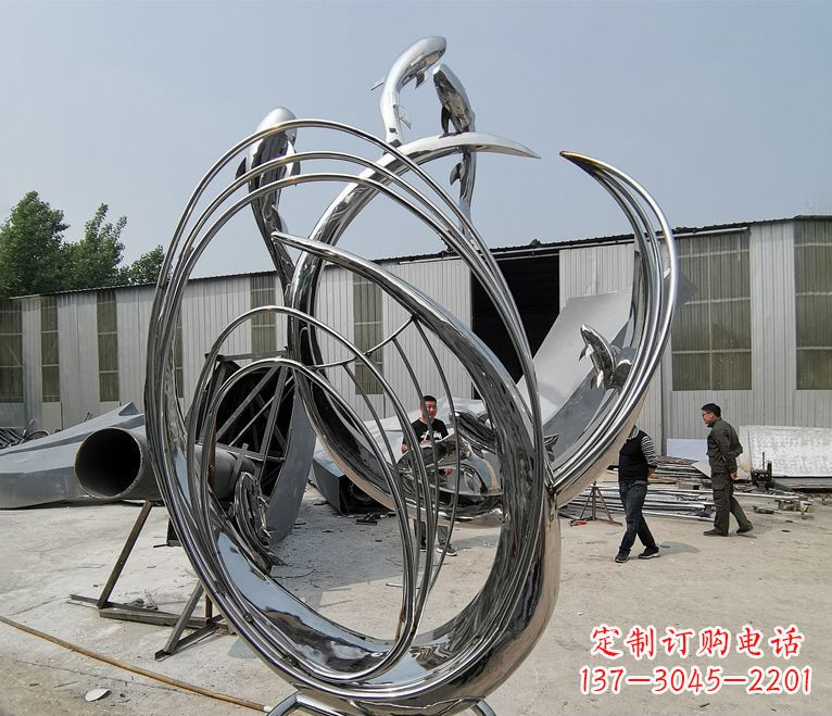 湖南不锈钢抽象鲤鱼跃龙门雕塑