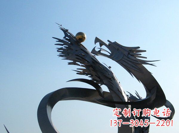 湖南不锈钢抽象龙动物雕塑 (2)