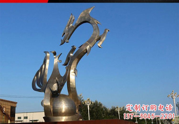 湖南不锈钢抽象龙凤雕塑