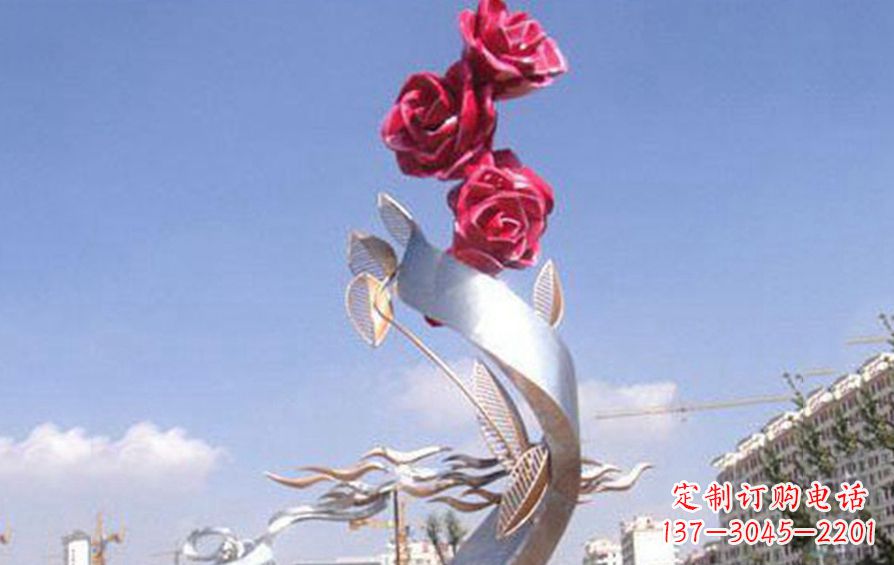 湖南不锈钢抽象玫瑰花景观雕塑