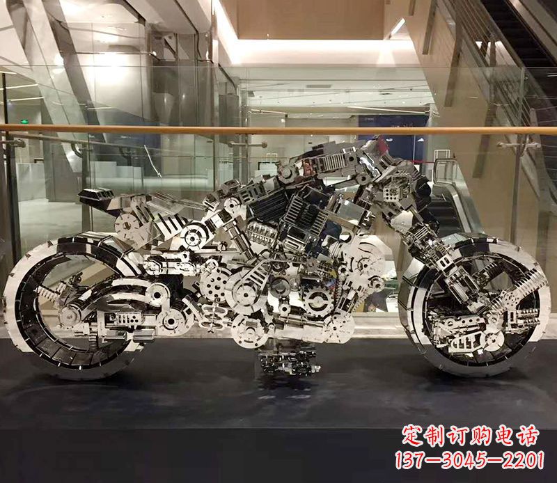 湖南不锈钢抽象摩托车雕塑