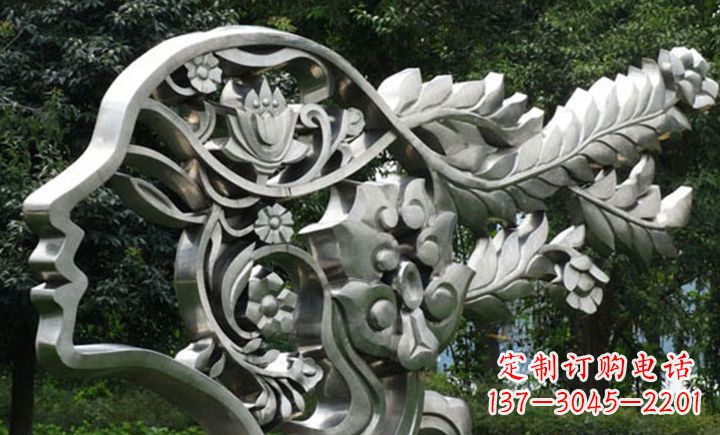 湖南不锈钢抽象美女头像雕塑