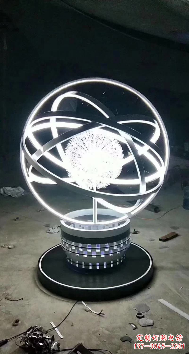 湖南不锈钢抽象蒲公英圆环雕塑
