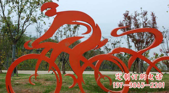 湖南不锈钢抽象骑自行车人物雕塑1