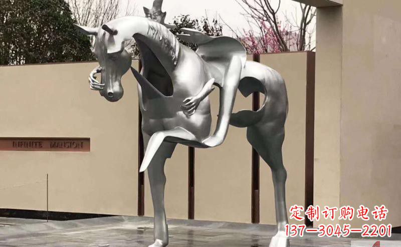 湖南不锈钢抽象人骑马雕塑