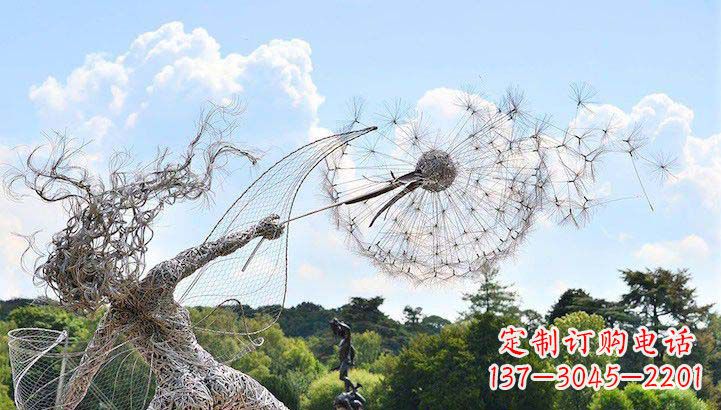 湖南不锈钢抽象人物和蒲公英雕塑