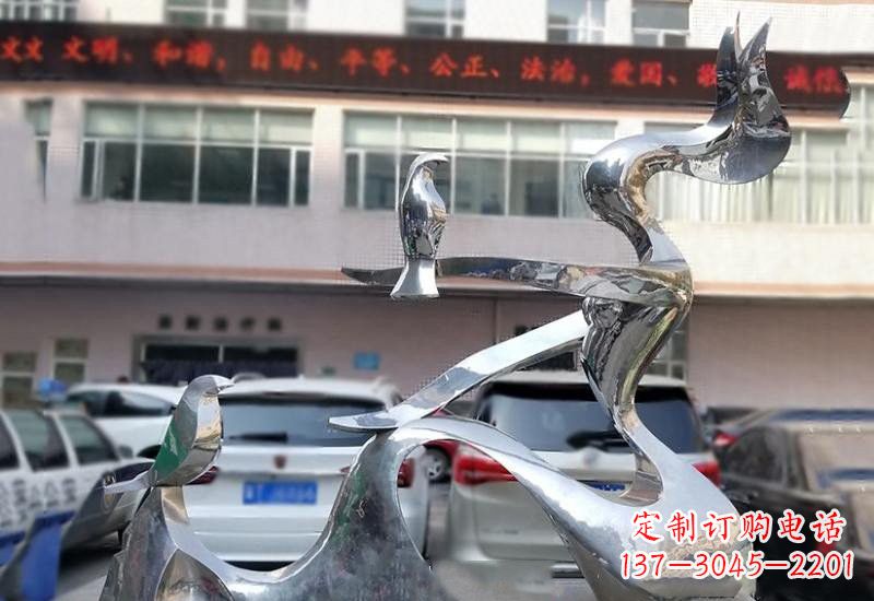 湖南不锈钢抽象人物和平鸽雕塑