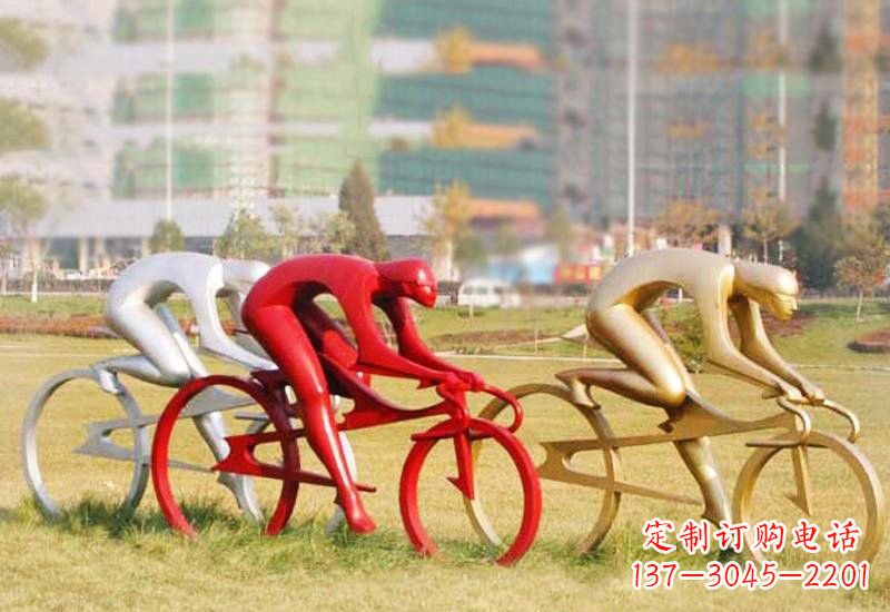 湖南不锈钢抽象人物骑自行车雕塑