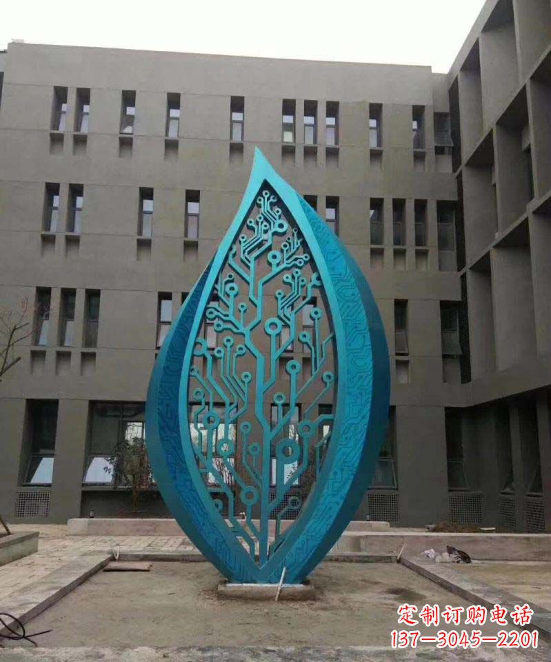 湖南不锈钢抽象树叶雕塑1