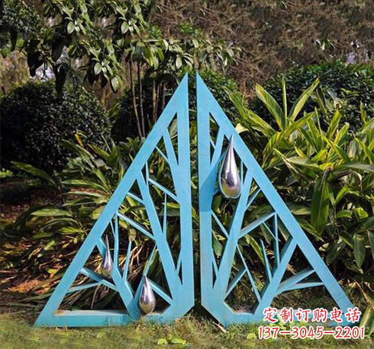 湖南不锈钢抽象树枝和水滴雕塑