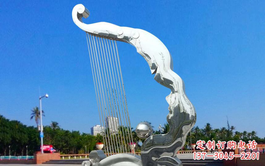 湖南不锈钢抽象竖琴广场雕塑