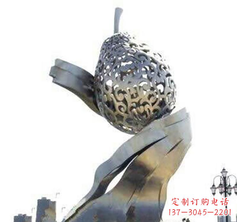湖南不锈钢抽象水果梨雕塑