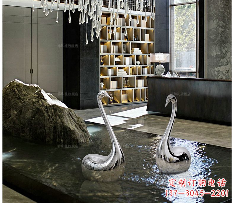 湖南不锈钢抽象天鹅摆件雕塑