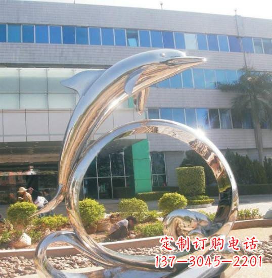 湖南不锈钢抽象跳跃的海豚雕塑