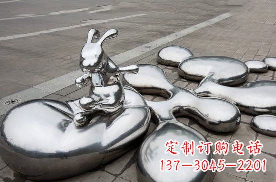 湖南不锈钢抽象兔子和水滴雕塑